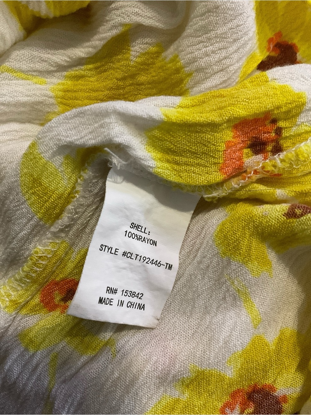 Melloday Floral Off-the-Shoulder Peasant Blouse XL White Yellow Rayon Boho A26 - Picture 5 of 5